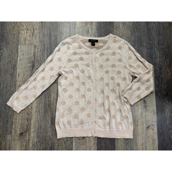 August Silk Heritage Polka Dot Cardigan Size Large - Picture 1 of 5